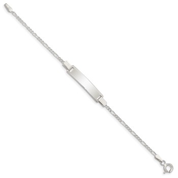 Sterling Silver Engraveable Childrens ID on Figaro Link Bracelet — alternate view