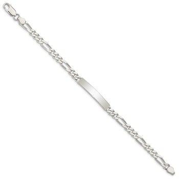 Sterling Silver Polished Engraveable Figaro Link ID Bracelet — alternate view