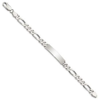 Sterling Silver Polished Engraveable Figaro Link ID Bracelet — alternate view