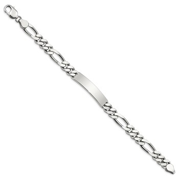 Sterling Silver Polished Engraveable Figaro Link ID Bracelet — alternate view