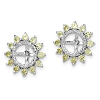 Sterling Silver Rhodium Diam. & Peridot Earring Jacket — alternate view