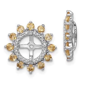 Sterling Silver Rhodium Diam. & Citrine Earring Jacket