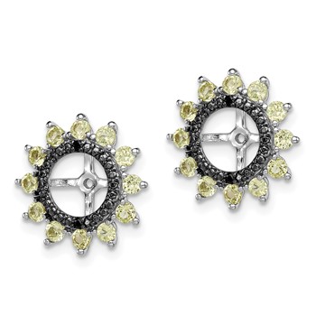 Sterling Silver Rhodium Peridot & Black Sapphire Earring Jacket — alternate view
