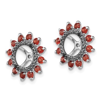Sterling Silver Rhodium Garnet & Black Sapphire Earring Jacket — alternate view