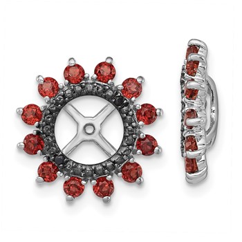 Sterling Silver Rhodium Garnet & Black Sapphire Earring Jacket