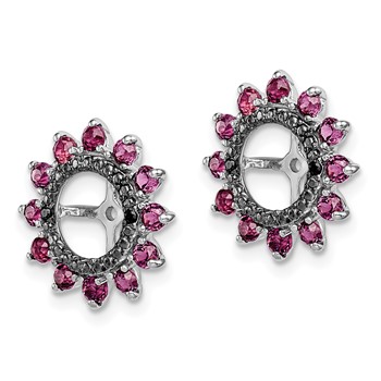 Sterling Silver Rhodium Rhodolite Garnet & Black Sapphire Earring Jacket — alternate view