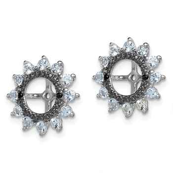 Sterling Silver Rhodium Aquamarine & Black Sapphire Earring Jacket — alternate view