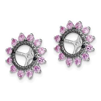 Sterling Silver Rhodium Created Pink Sapphire & Black Sapphire Earring Jack — alternate view