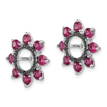 Sterling Silver Rhodium Rhodolite Garnet & Black Sapphire Earring Jacket — alternate view