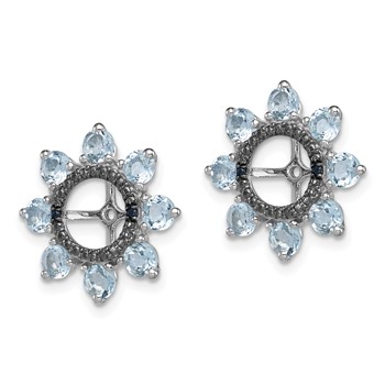 Sterling Silver Rhodium Aquamarine & Black Sapphire Earring Jacket — alternate view