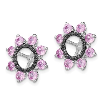 Sterling Silver Rhodium Created Pink Sapphire & Black Sapphire Earring Jack — alternate view