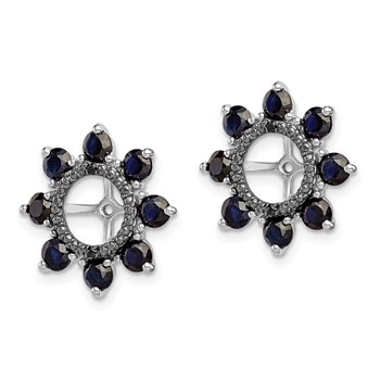 Sterling Silver Rhodium Created Sapphire & Black Sapphire Earring Jacket — alternate view