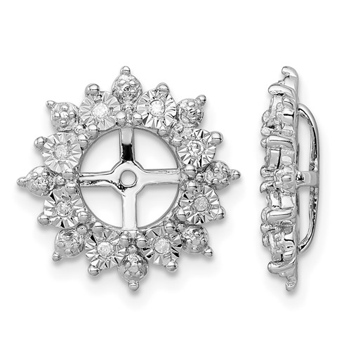Sterling Silver Rhodium Diam. Earring Jacket