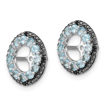 Sterling Silver Rhodium Swiss Blue Topaz & Black Sapphire Earring Jacket — alternate view