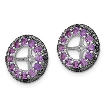 Sterling Silver Rhodium Amethyst & Black Sapphire Earring Jacket — alternate view