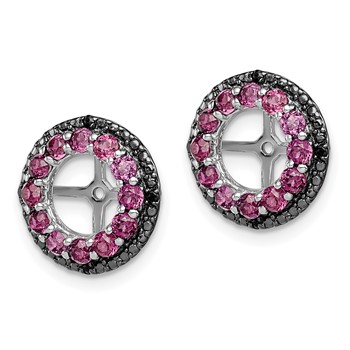 Sterling Silver Rhodium Rhodolite Garnet & Black Sapphire Earring Jacket — alternate view
