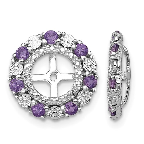 Sterling Silver Rhodium Amethyst Earring Jacket