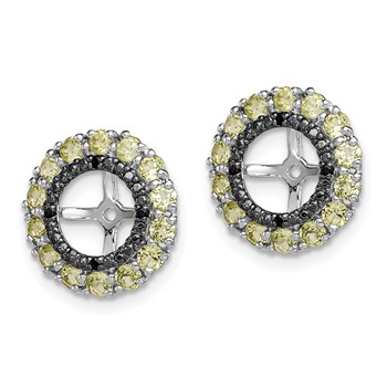 Sterling Silver Rhodium Peridot & Black Sapphire Earring Jacket — alternate view