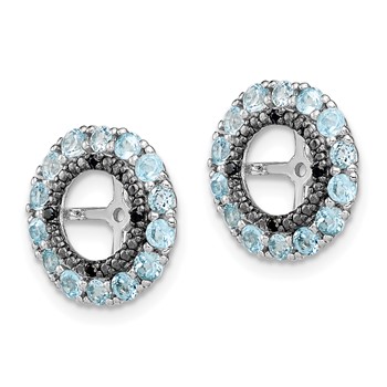 Sterling Silver Rhodium Swiss Blue Topaz & Black Sapphire Earring Jacket — alternate view
