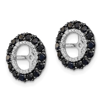 Sterling Silver Rhodium Diam. & Black Sapphire Earring Jacket — alternate view