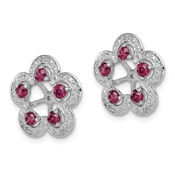 Sterling Silver Rhodium Diam. & Rhodolite Garnet Earring Jacket — alternate view