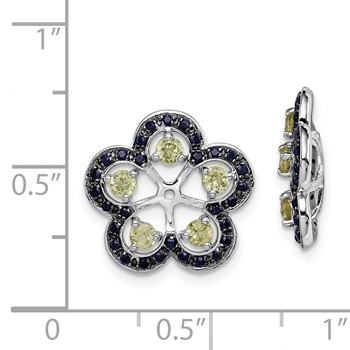 Sterling Silver Rhodium Peridot & Black Sapphire Earring Jacket — alternate view