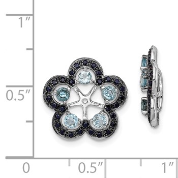 Sterling Silver Rhodium Swiss Blue Topaz & Black Sapphire Earring Jacket — alternate view