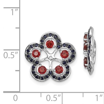 Sterling Silver Rhodium Garnet & Black Sapphire Earring Jacket — alternate view