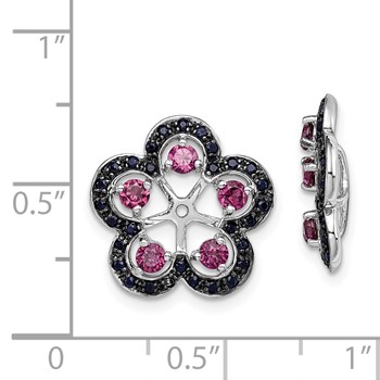 Sterling Silver Rhodium Rhodolite Garnet & Black Sapphire Earring Jacket — alternate view
