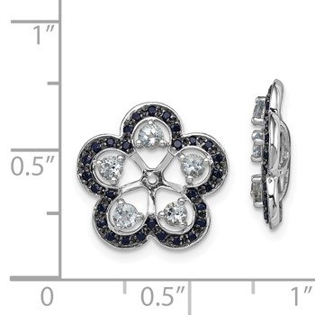 Sterling Silver Rhodium Aquamarine & Black Sapphire Earring Jacket — alternate view
