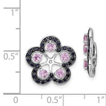 Sterling Silver Rhodium Crted Pink Sapphire & Black Sapphire Earring Jacket — alternate view