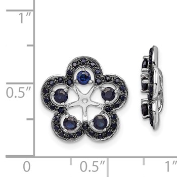 Sterling Silver Rhodium Created Sapphire & Black Sapphire Earring Jacket — alternate view