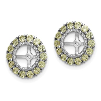 Sterling Silver Rhodium Diam. & Peridot Earring Jacket — alternate view