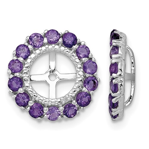 Sterling Silver Rhodium Diam. & Amethyst Earring Jacket