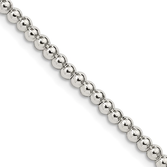 Sterling Silver Beaded Chain 3mm Beads 20 inch Necklace Chain