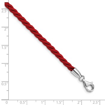 Sterling Silver Rhodium-plated 18inch Red Satin Cord Necklace — alternate view