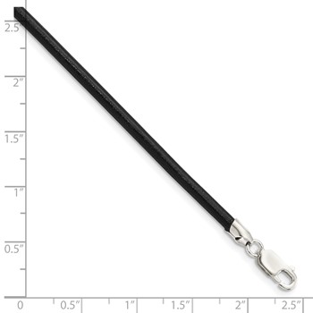 Sterling Silver 18inch 3mm Black Leather Necklace — alternate view