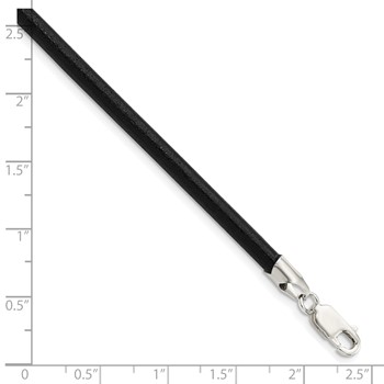 Sterling Silver 18inch 4mm Black Leather Necklace — alternate view