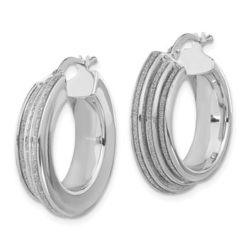 Leslie's Sterling Silver Polished Glitter Infused Round Hoop Earrings — alternate view