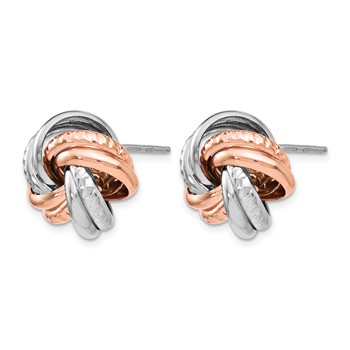 Leslie's Sterling Silver Rose Rhodium-plated Post Earrings — alternate view