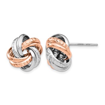 Leslie's Sterling Silver Rose Rhodium-plated Post Earrings