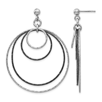 Leslie's SS and Ruthenium Plated D/C Post Hoop Earrings