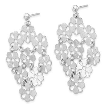 Leslie's Sterling Silver Brushed Flower Post Dangle Earrings — alternate view