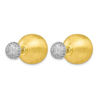 Leslie's Sterling Silver Gold-tone CZ Front Back Earrings — alternate view