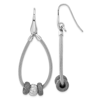 Leslie's SS Ruthenium-plated D/C Beaded Mesh Dangle Earrings