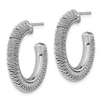 Leslie's Sterling Silver Rhodium-Plated Textured Round C-Hoop Earrings — alternate view