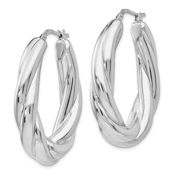 Leslie's Sterling Silver RH-plated Polished Hoop Earrings — alternate view