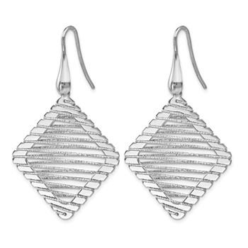 Leslie's Sterling Silver Rhodium-plated Shepherd Hook Earrings — alternate view
