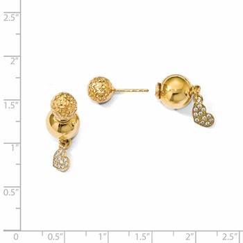 Leslie's Sterling Silver Gold-plated CZ Heart Front and Back Earrings — alternate view