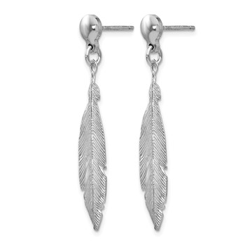 Leslie's Sterling Silver Rhodium-plated Leaf Post Dangle Earrings — alternate view